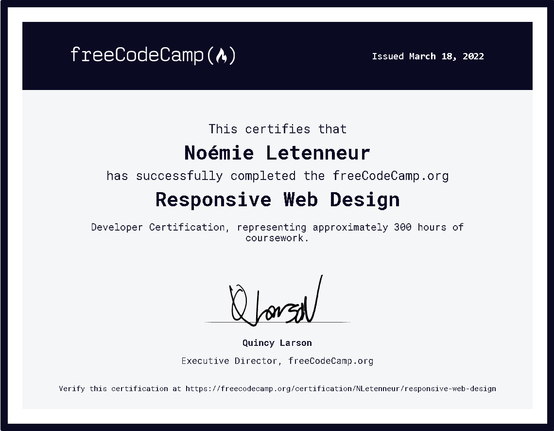 certificat FreeCodeCamp